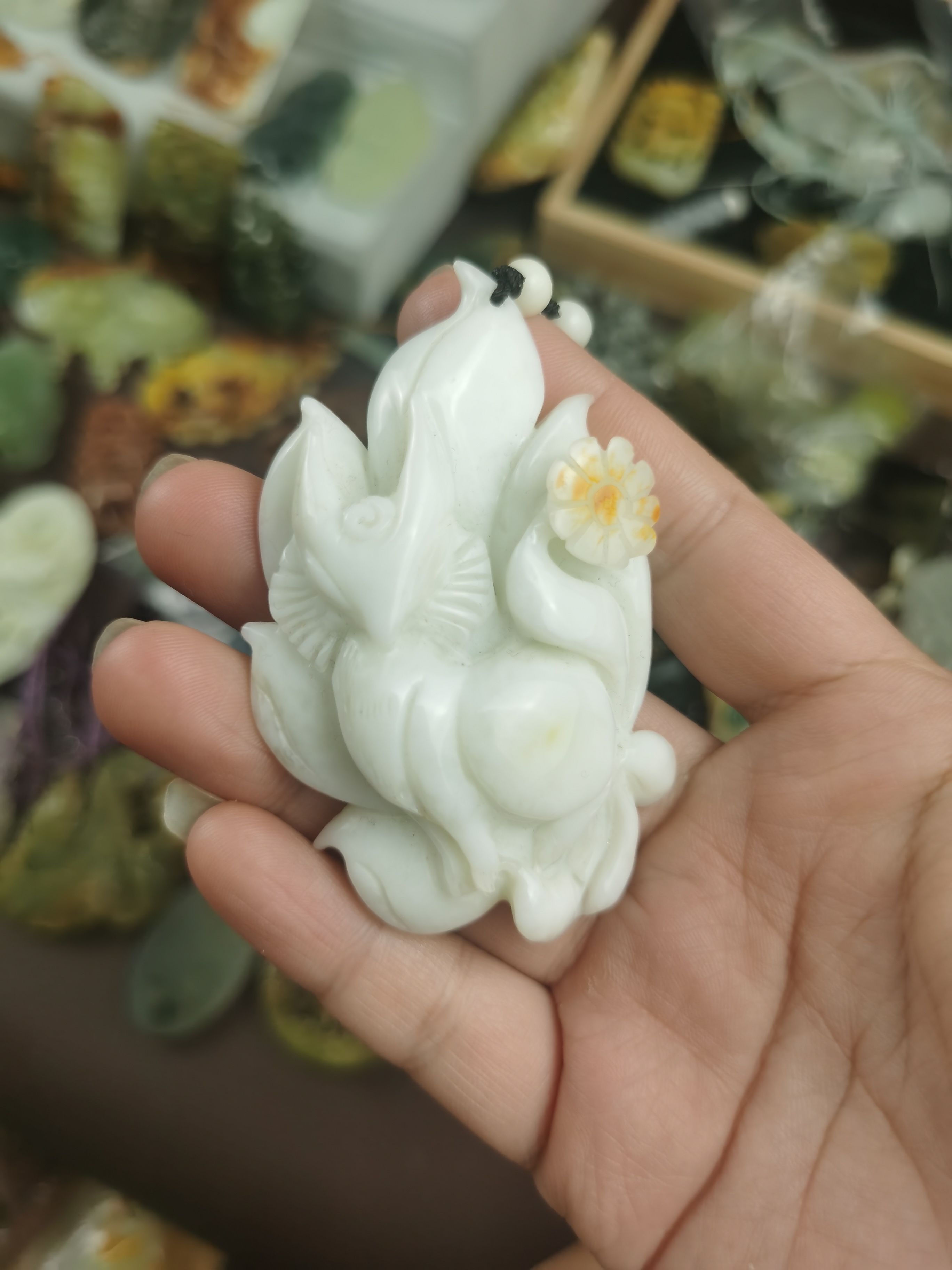 岫玉 花玉 挂件凤九