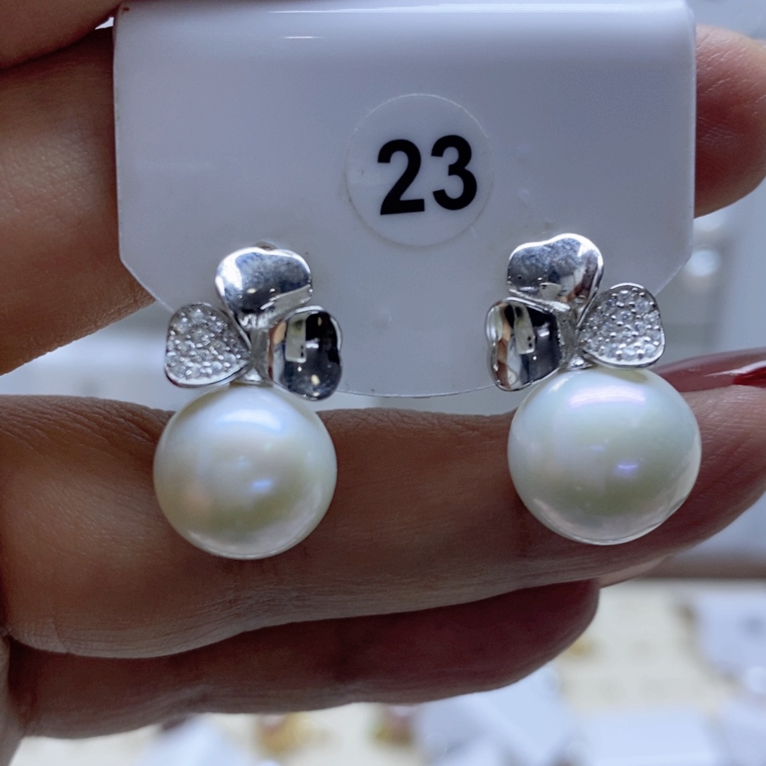 淡水珍珠耳饰银S925镶嵌