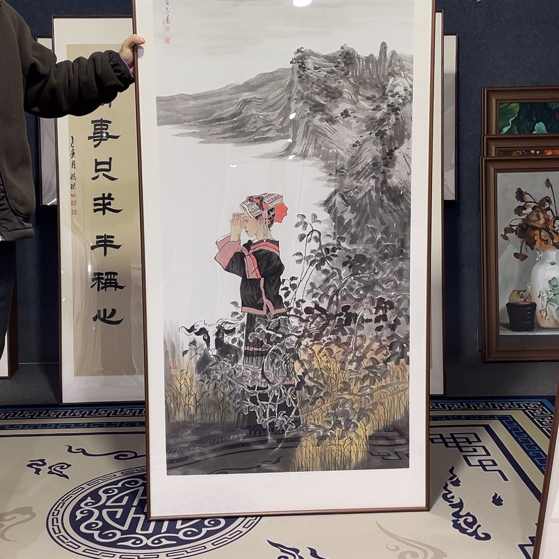 国画手绘画作品带框80/160