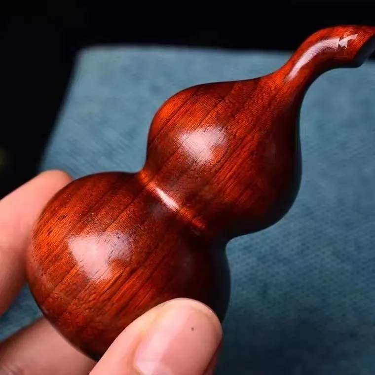 赞比亚紫檀葫芦手把件福禄文玩汽车挂件红木精雕工艺品小摆件