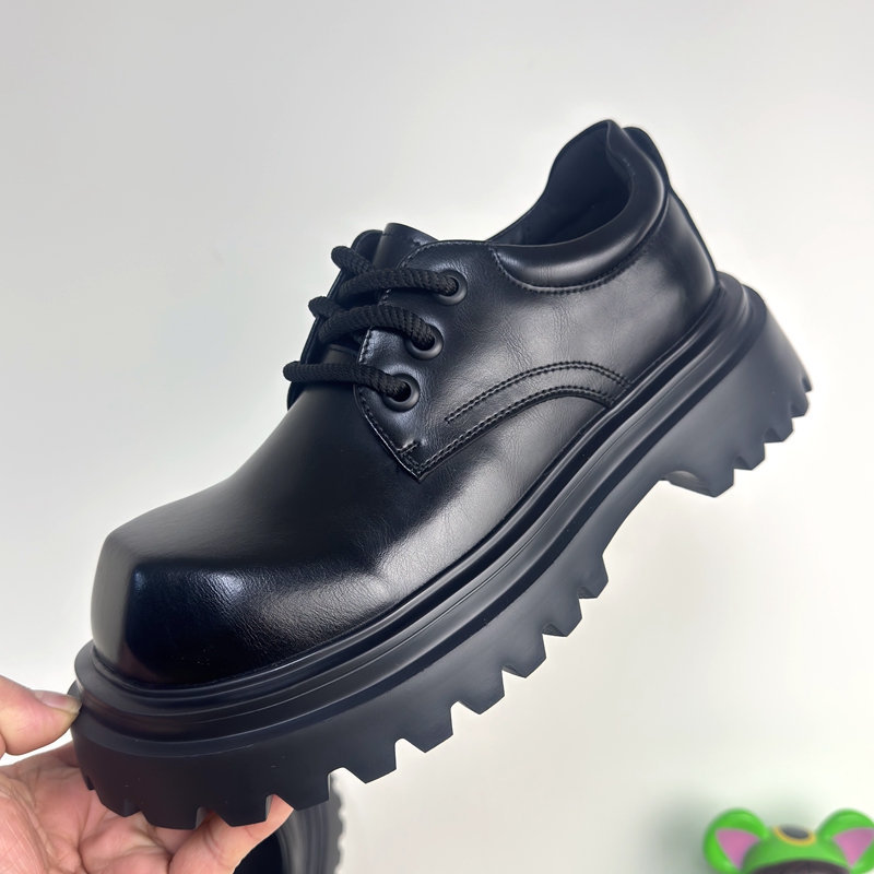 方头皮鞋厚底德比鞋圆头clean德比休闲皮鞋英伦风单鞋休闲增高