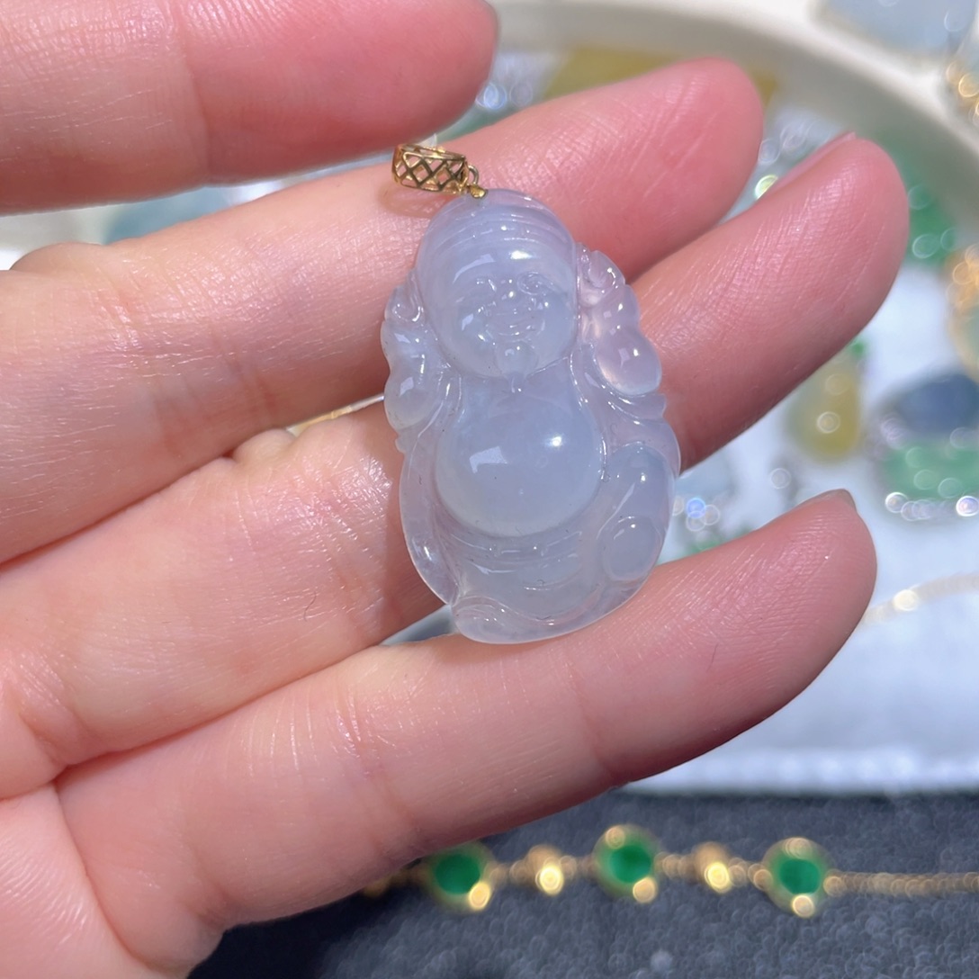 翡翠颈饰18K金镶嵌翡翠