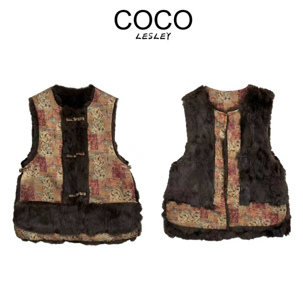 【COCO LESELY】网红民族风外套刺绣双面双穿时尚马甲 ——唐三彩马甲