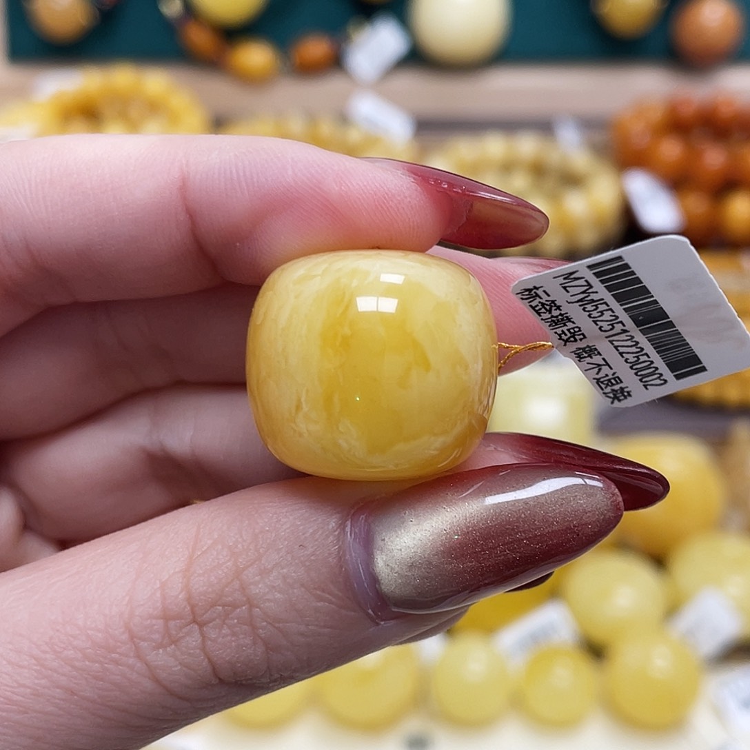 蜜蜡未镶嵌珠宝奇石22.3*20.1mm虎皮妖花墩子