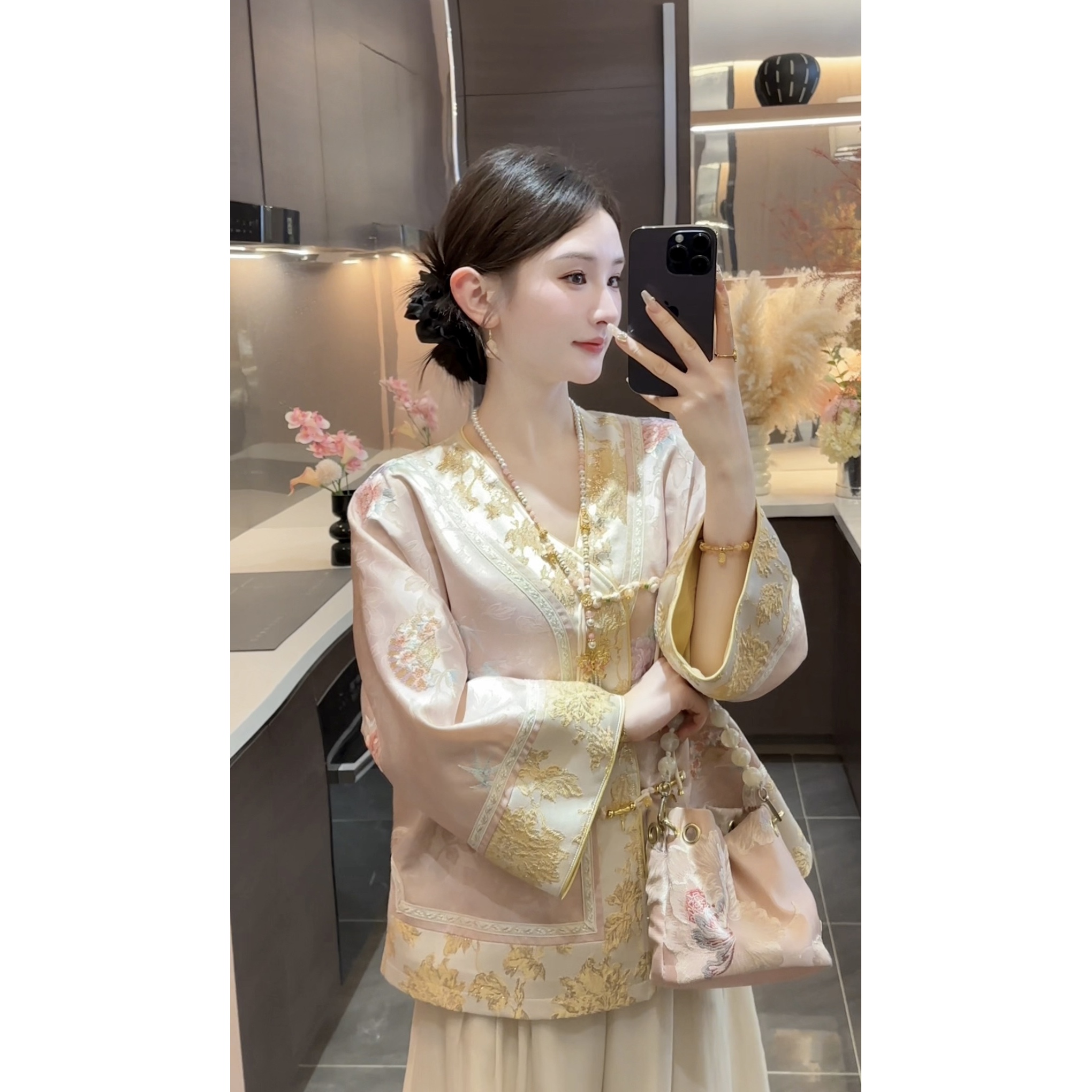 【周粥】【金粉世家】2025秋季新款重工刺绣缎面提花外套女JJQ5WT5526