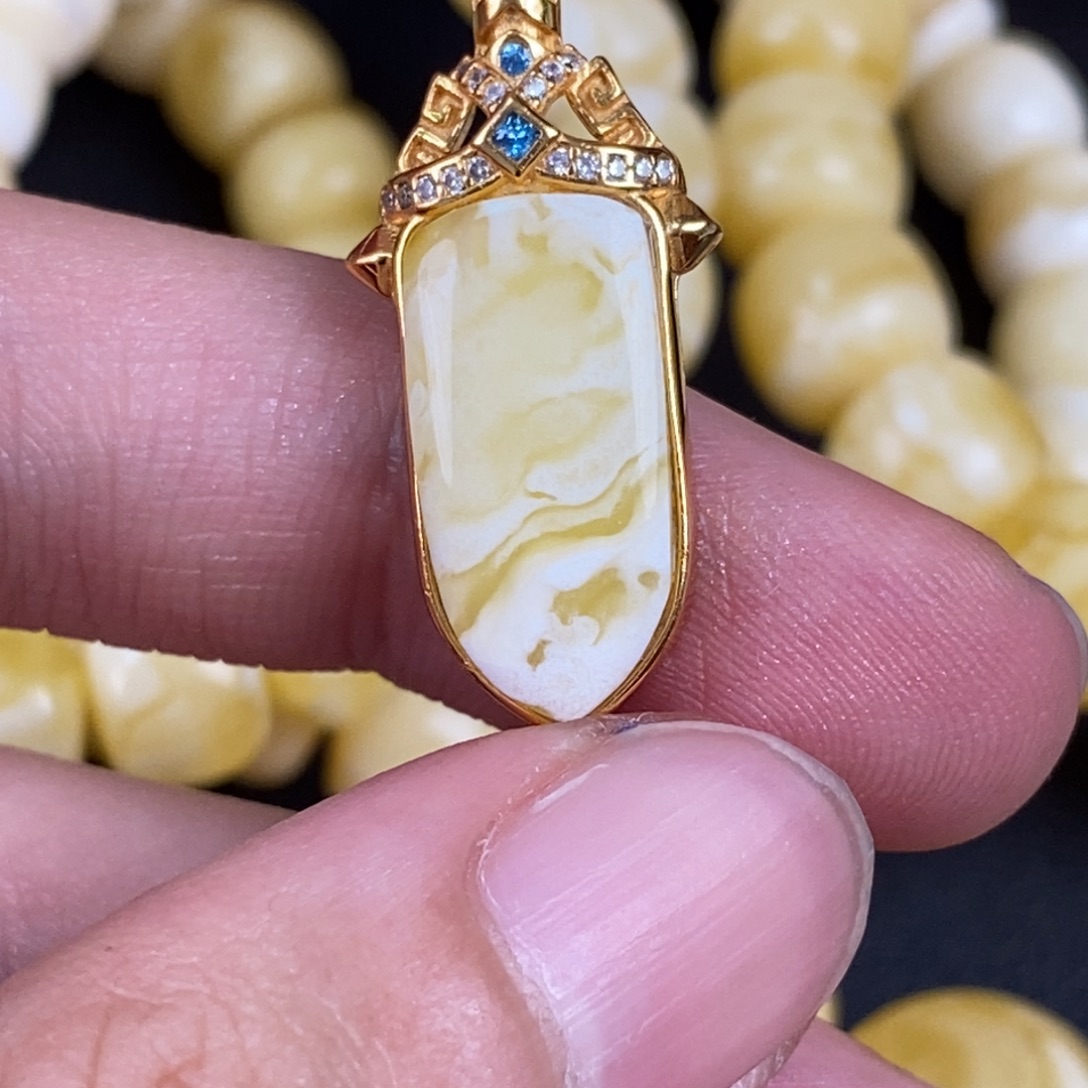 天***3琥珀银S925镶嵌珠宝奇石112