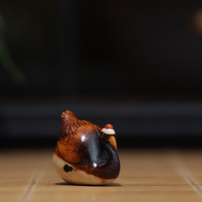 天鹅 鹿角雕刻 方颜作品 纯手工 配饰挂件