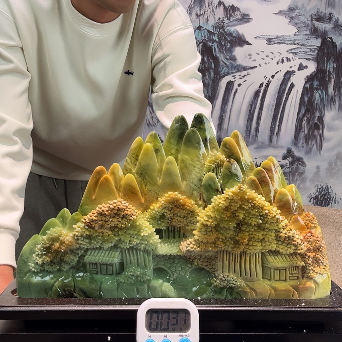 坠***泉玉玉摆件多色带底座