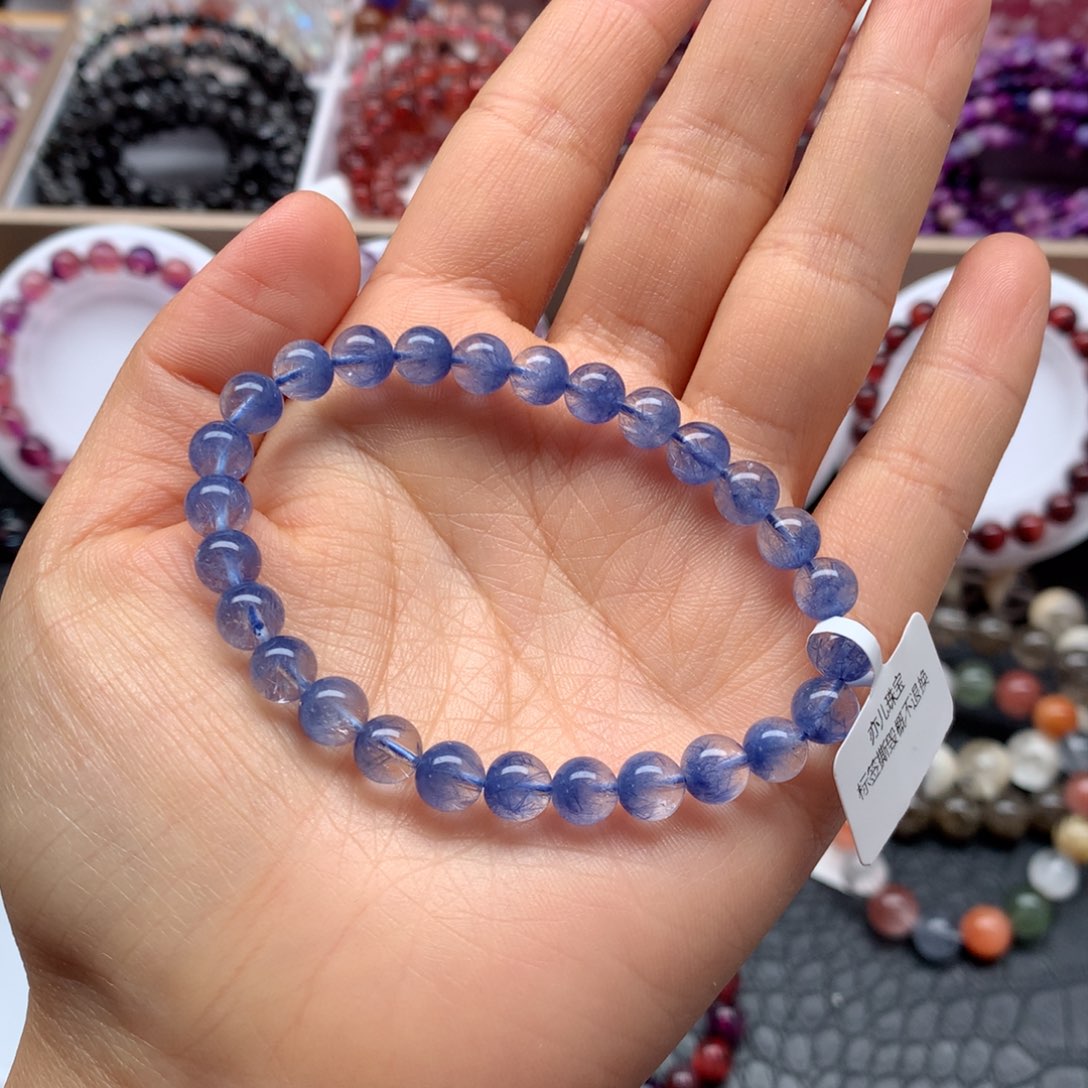 水晶手链未镶嵌蓝发晶手链M6.5