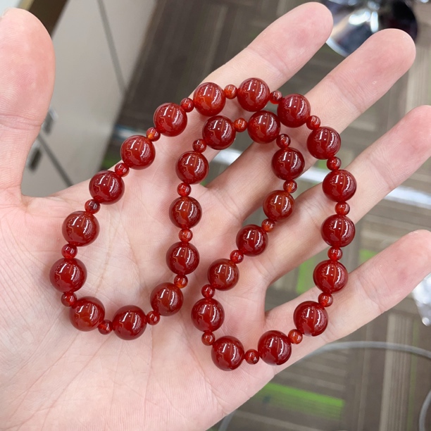 天然红玛瑙双圈手链约5x10mm左右多样性发其一wwx