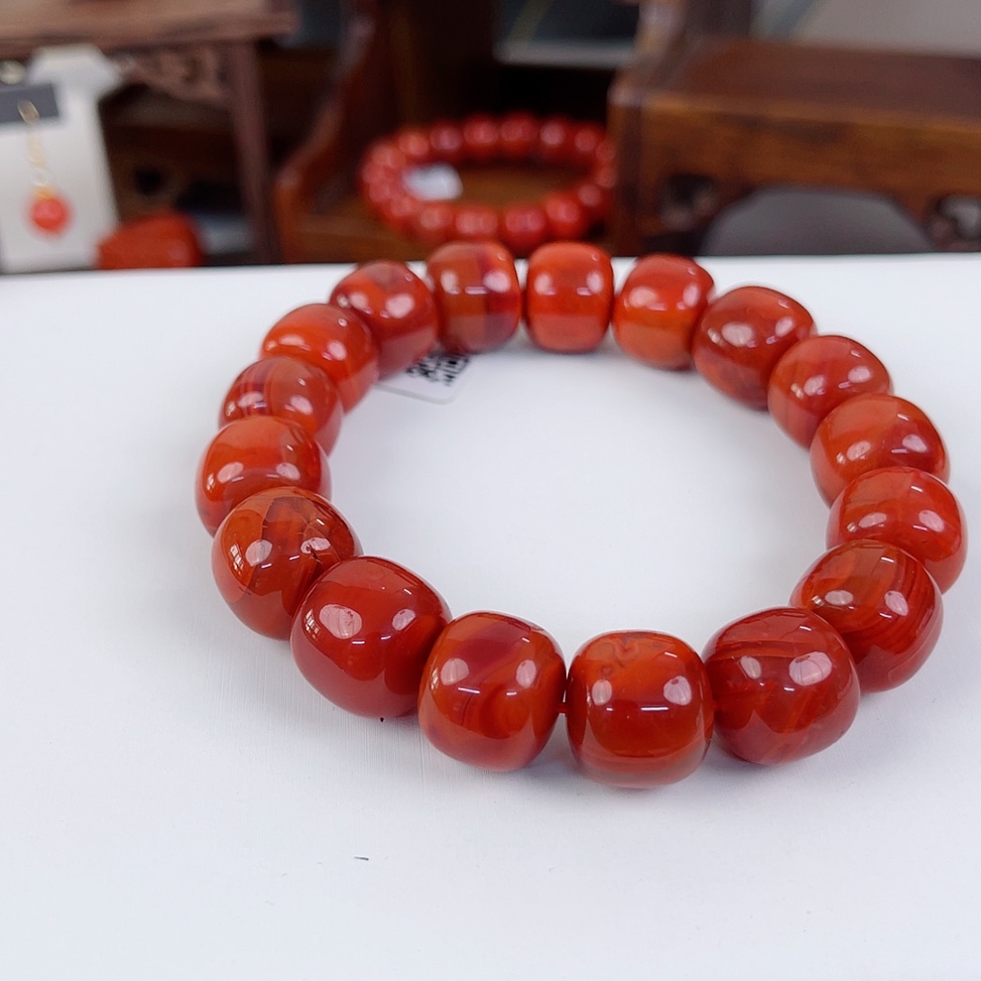 南红玛瑙未镶嵌瓦西老型收藏级老型单圈15mm平*