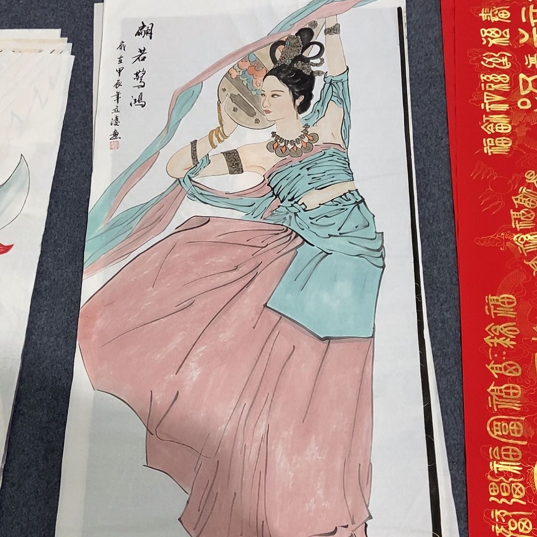 国画四尺人物一副