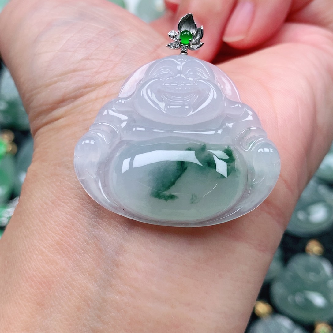 翡翠吊坠(不含链)18K金镶嵌