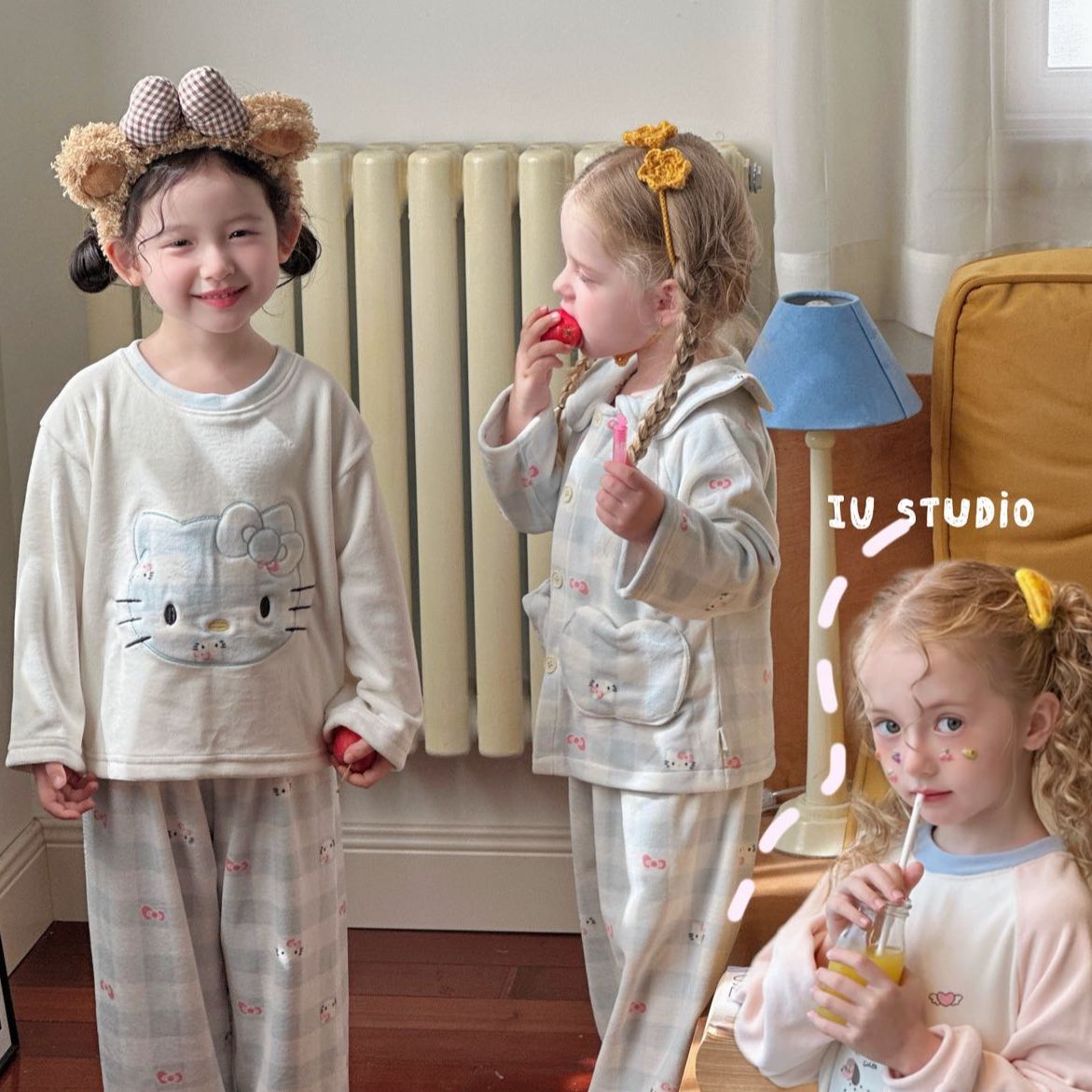 【艾柚】25秋季新款亲子儿童卡通海岛绒套头家居服睡衣套装IU138