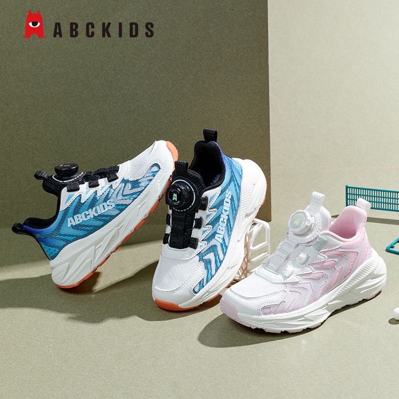 Abckids童鞋儿童透气跑鞋春季新款双网运动鞋女童防滑软底休闲鞋
