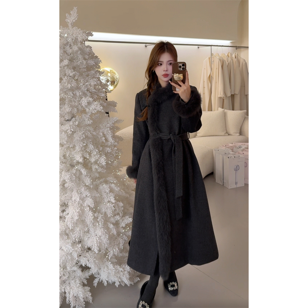 NN CHIC.新款自制9856腰带连襟毛领袖口羽绒大衣外套【预售】