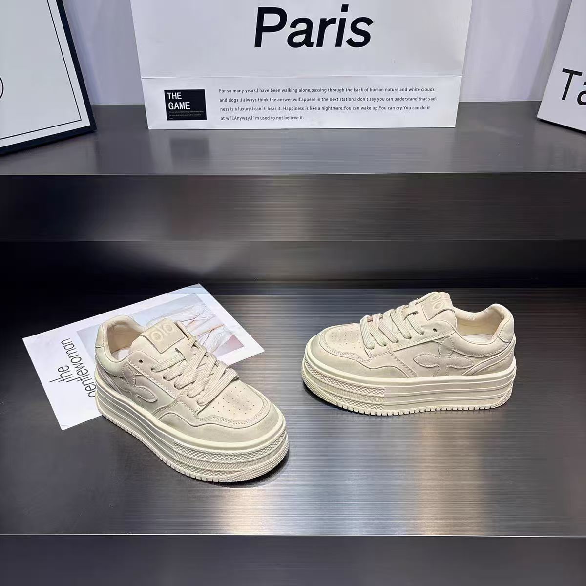 鞋子松糕鞋运动鞋圆头女鞋深口夏季中口休闲风板鞋女C801-1-1