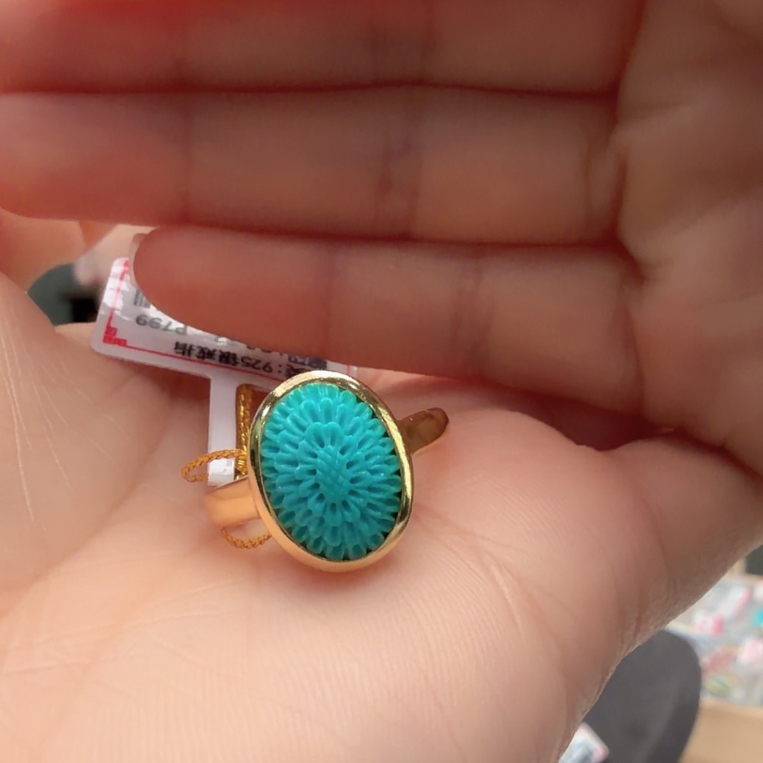 绿松石银S925镶嵌戒指