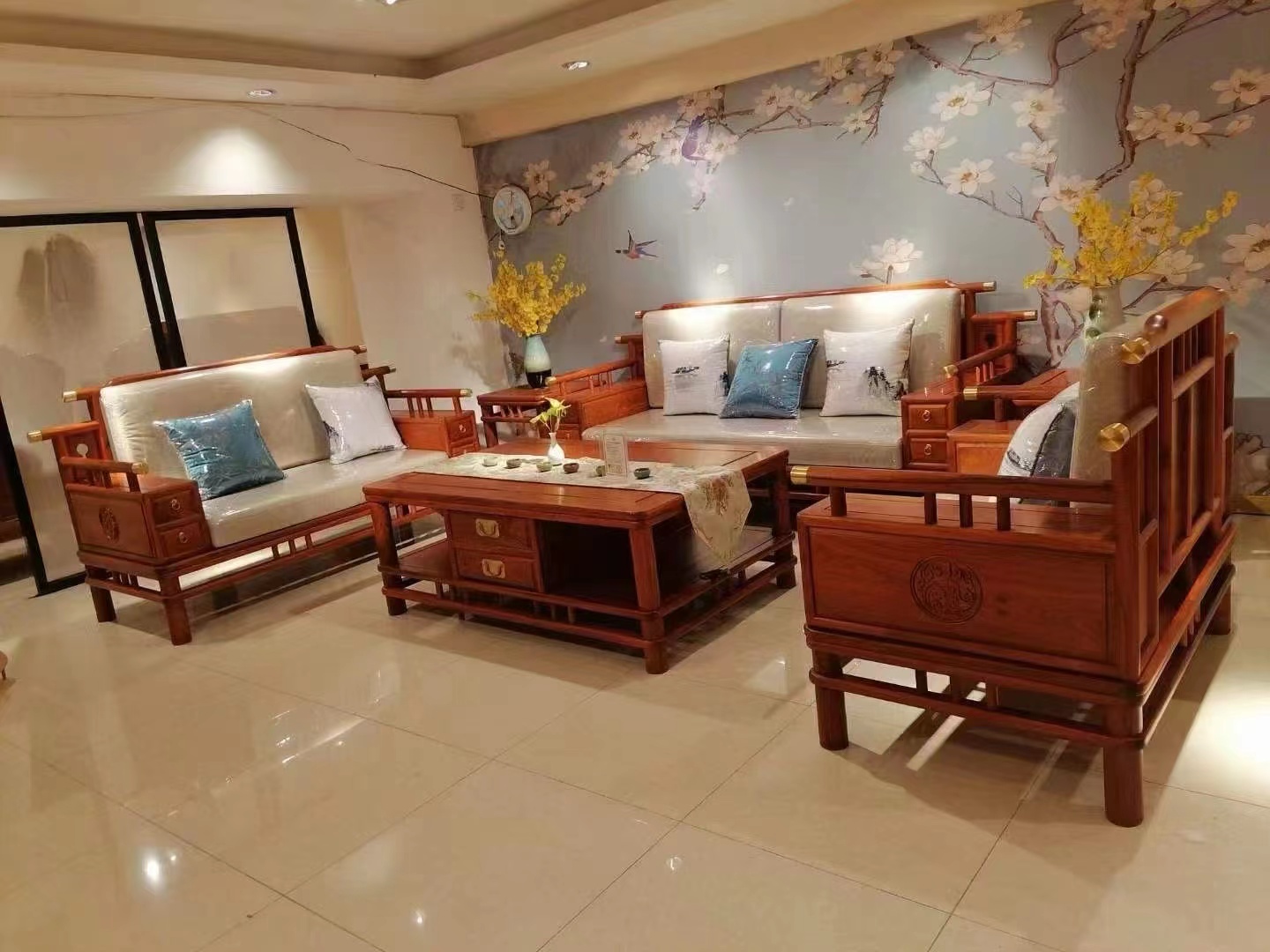 缅花六六大顺沙发123.6件套