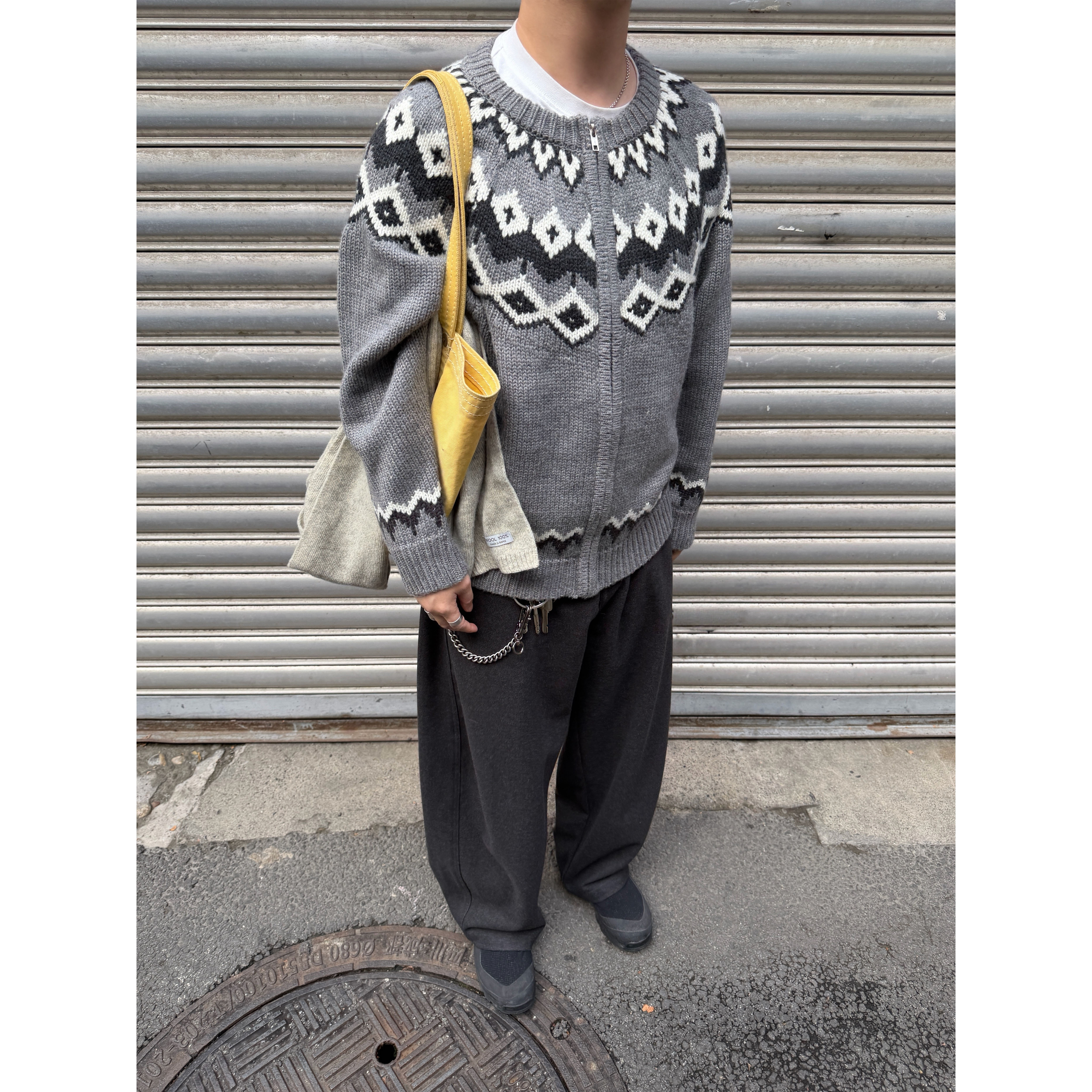 Anniehall25fw fair Isle苏格兰费尔岛圆领拉链毛衣双面提花