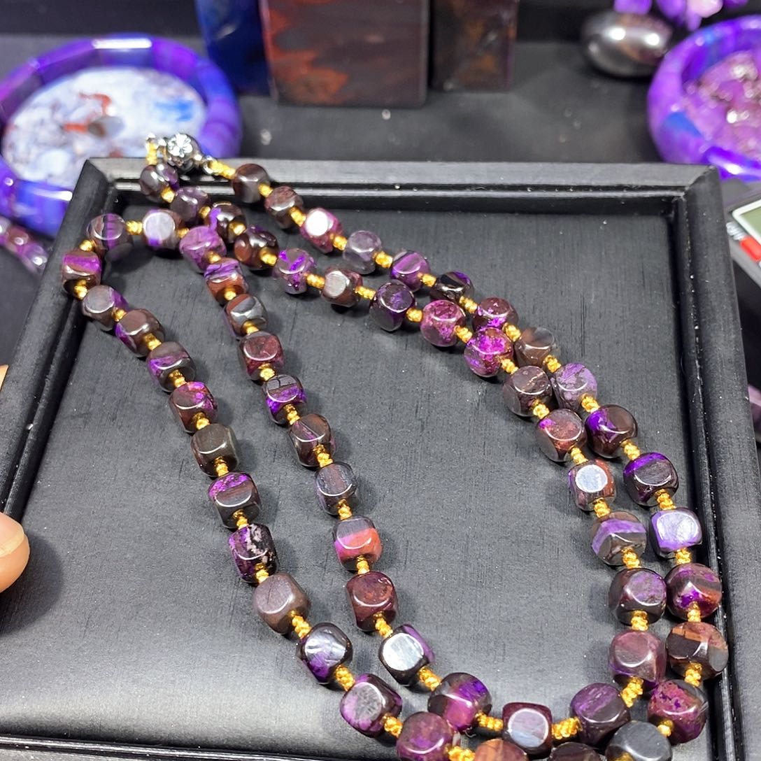 苏纪石（舒俱来）未镶嵌南非舒俱来加长款魔方珠项链