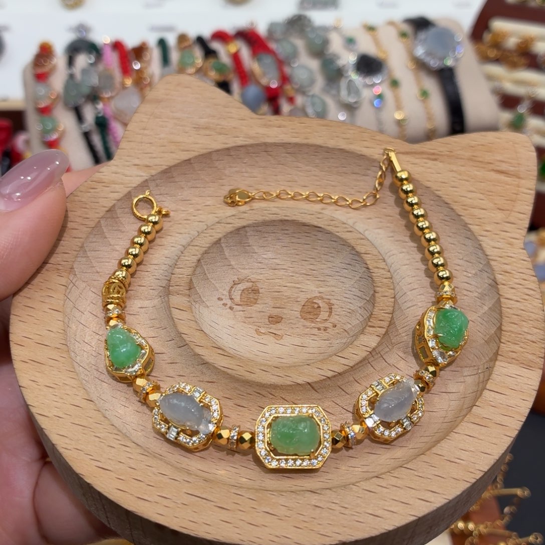 翡翠银S925镶嵌颈饰手链