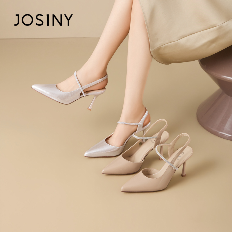 卓诗尼2026尖头春季细跟高跟鞋亮面高跟鞋包头女鞋百搭气质浅口商品图