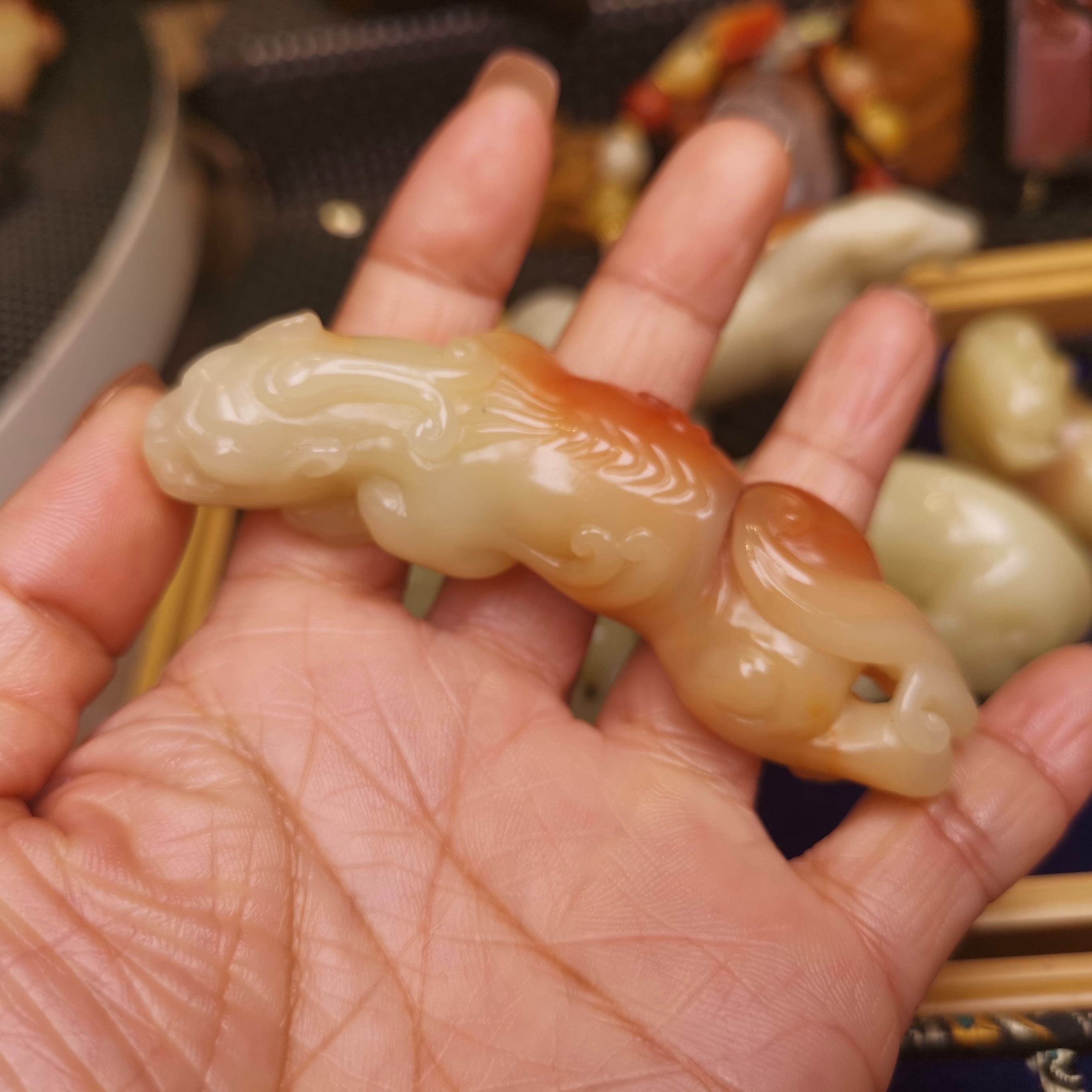 寿山石芙蓉石瑞兽手把件印章