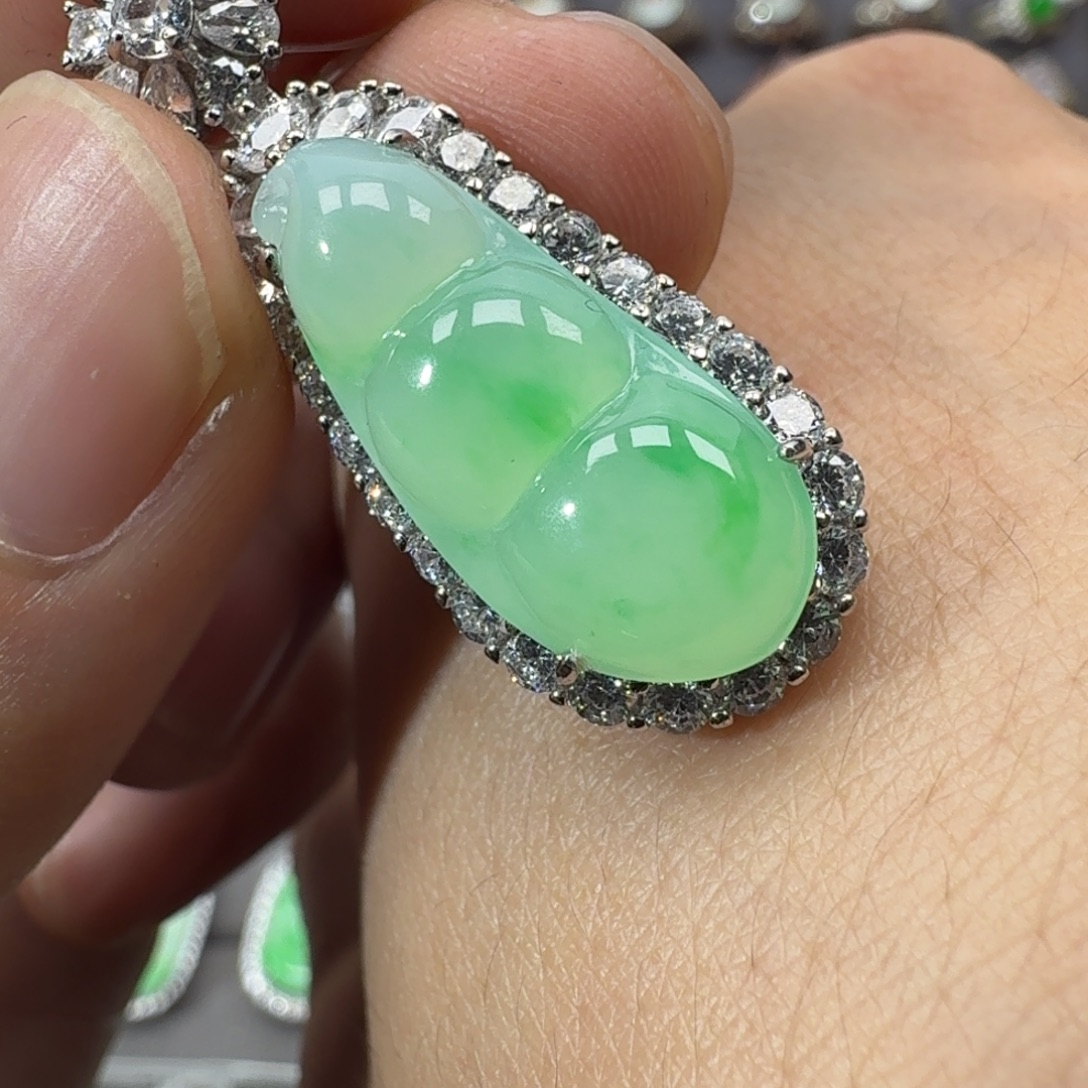 翡翠银S925镶嵌戒指天然缅甸翡翠A货