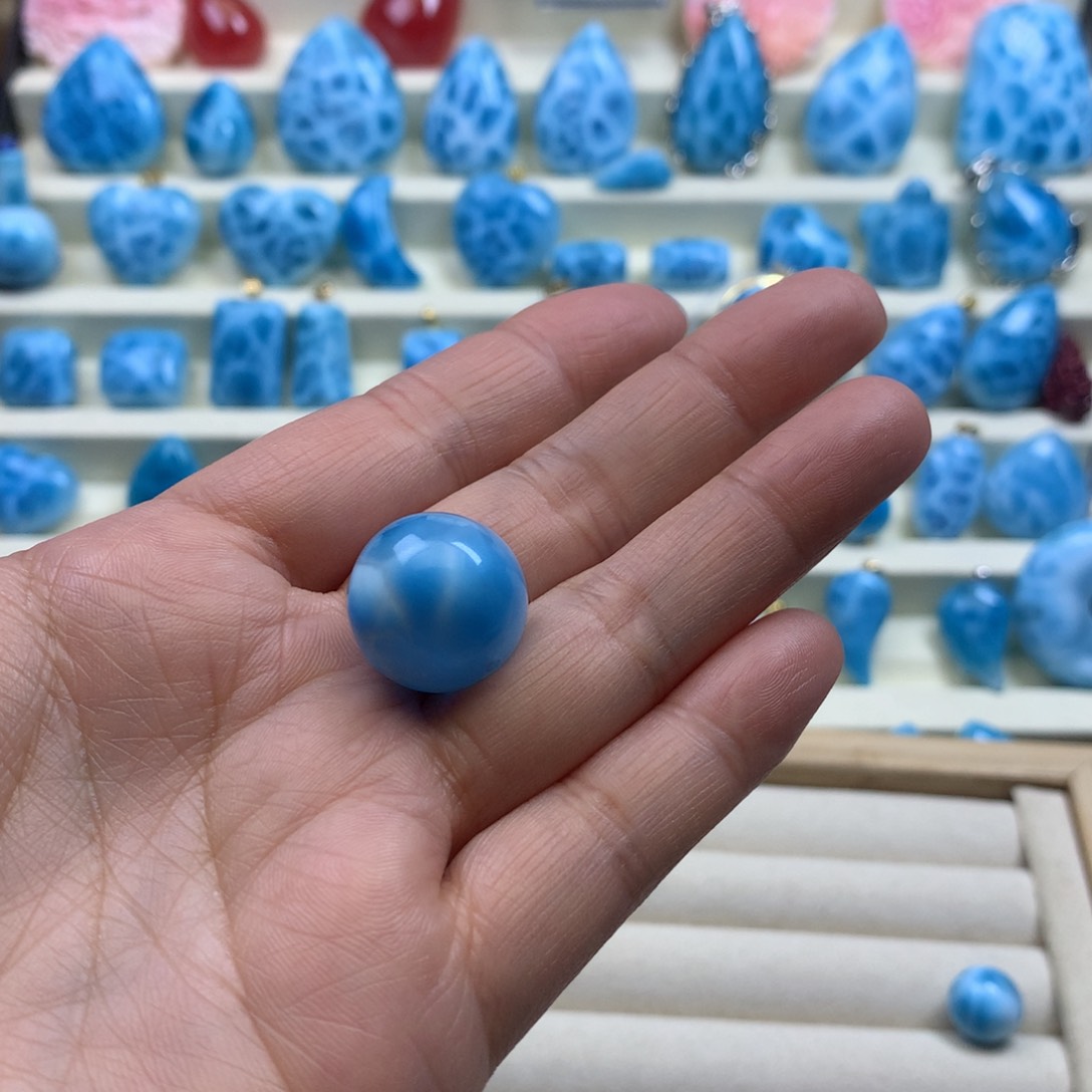 针钠钙石（海纹石）珠宝半成品未镶嵌淼*