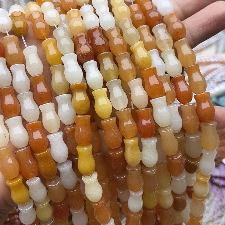 玛瑙/玉髓未镶嵌珠宝半成品一条8/13mm左右金丝玉宝瓶