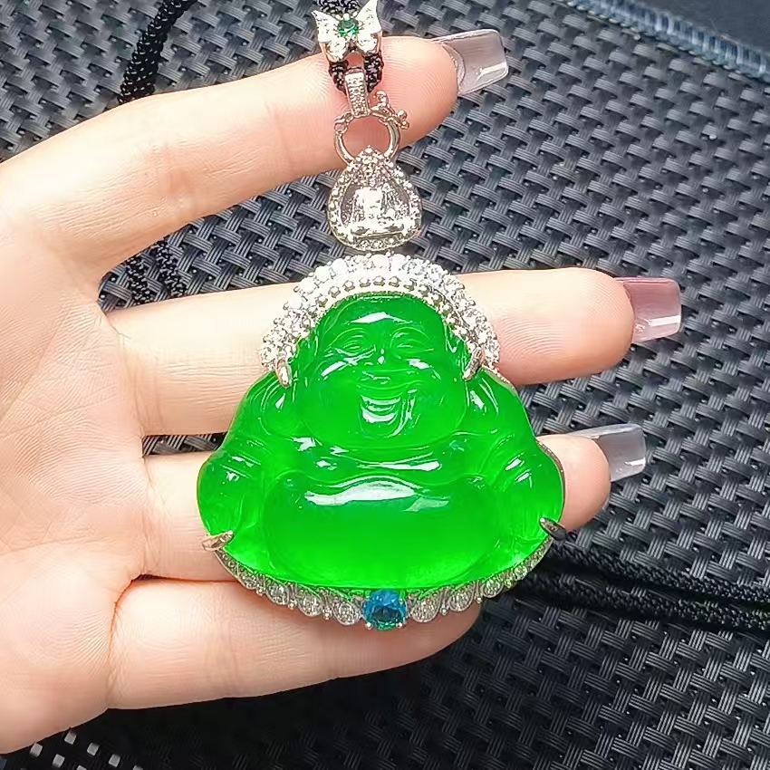 D4绿大佛公精美雕刻气质男女同款百搭精致奇石