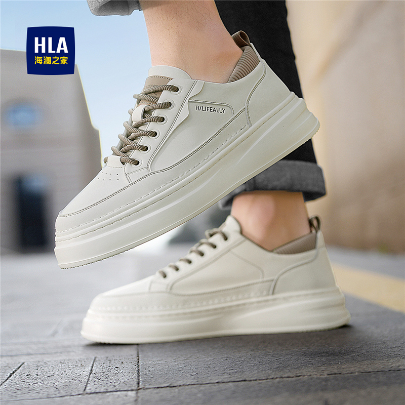 HLA/海澜之家春季潮鞋透气休闲板鞋潮流男士百搭厚底低帮时尚休闲