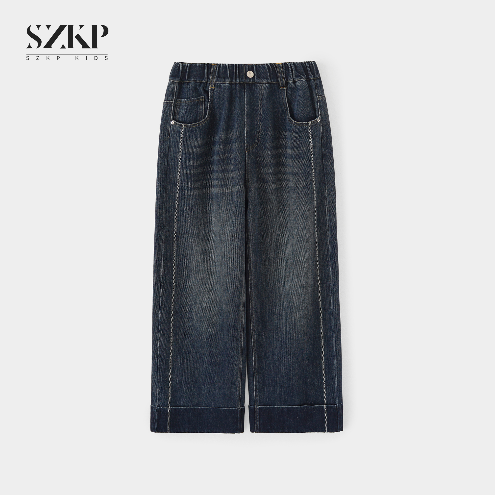 SZKP秋季新款女童装潮款裤子中大童休闲儿童直筒牛仔裤JMKQ553169