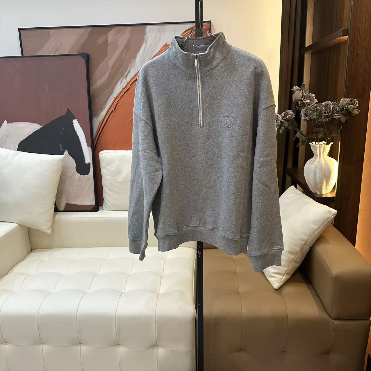 99新 Alexander McQueen/亚历山大·麦昆 联名纯色灰卫衣