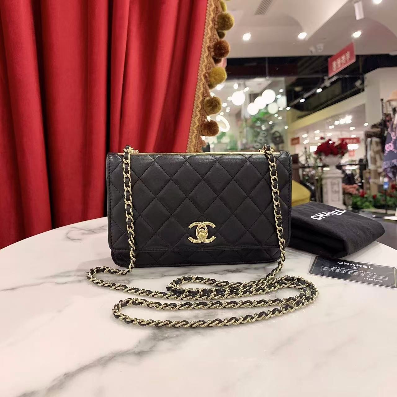 95新 Chanel/香奈儿 GGS丨trendy cc woc黑金单肩包/88768990