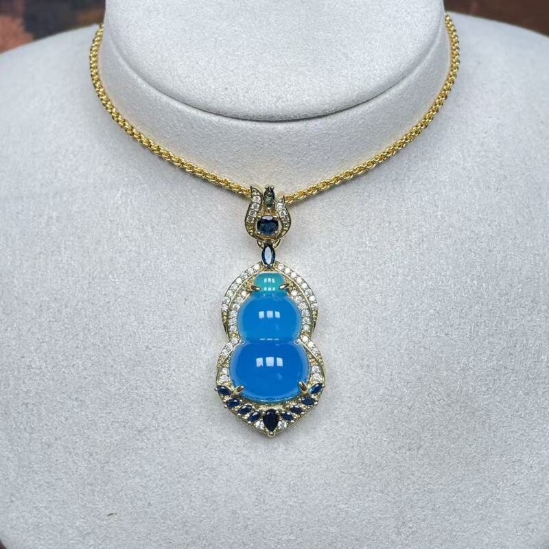 A10-天然 时尚 大气  蓝玉髓 葫芦 吊坠