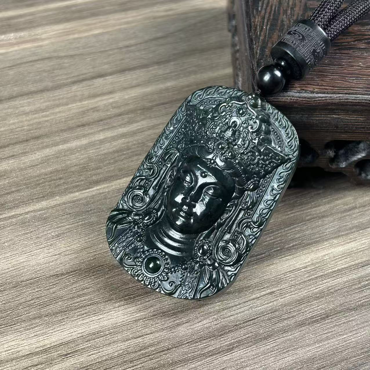 天然新疆和田玉观音头吊坠男士女士毛衣吊坠  多样性发其一