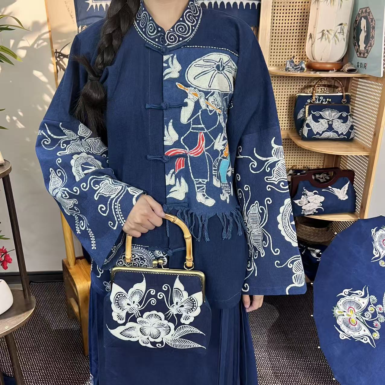 【非遗手工服饰】对襟常规款长袖外套古风时尚彩蜡上衣