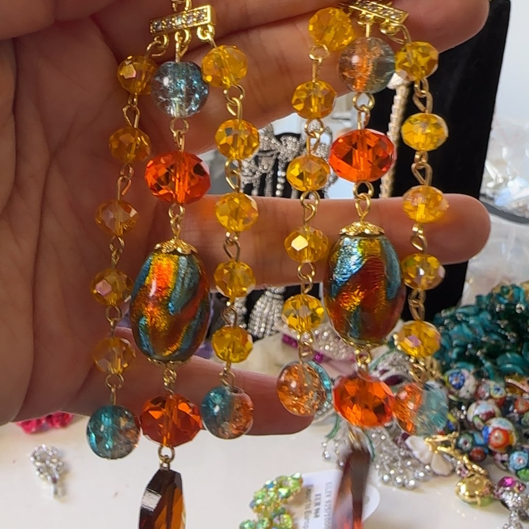 宜***店琉璃纯铜合金耳饰