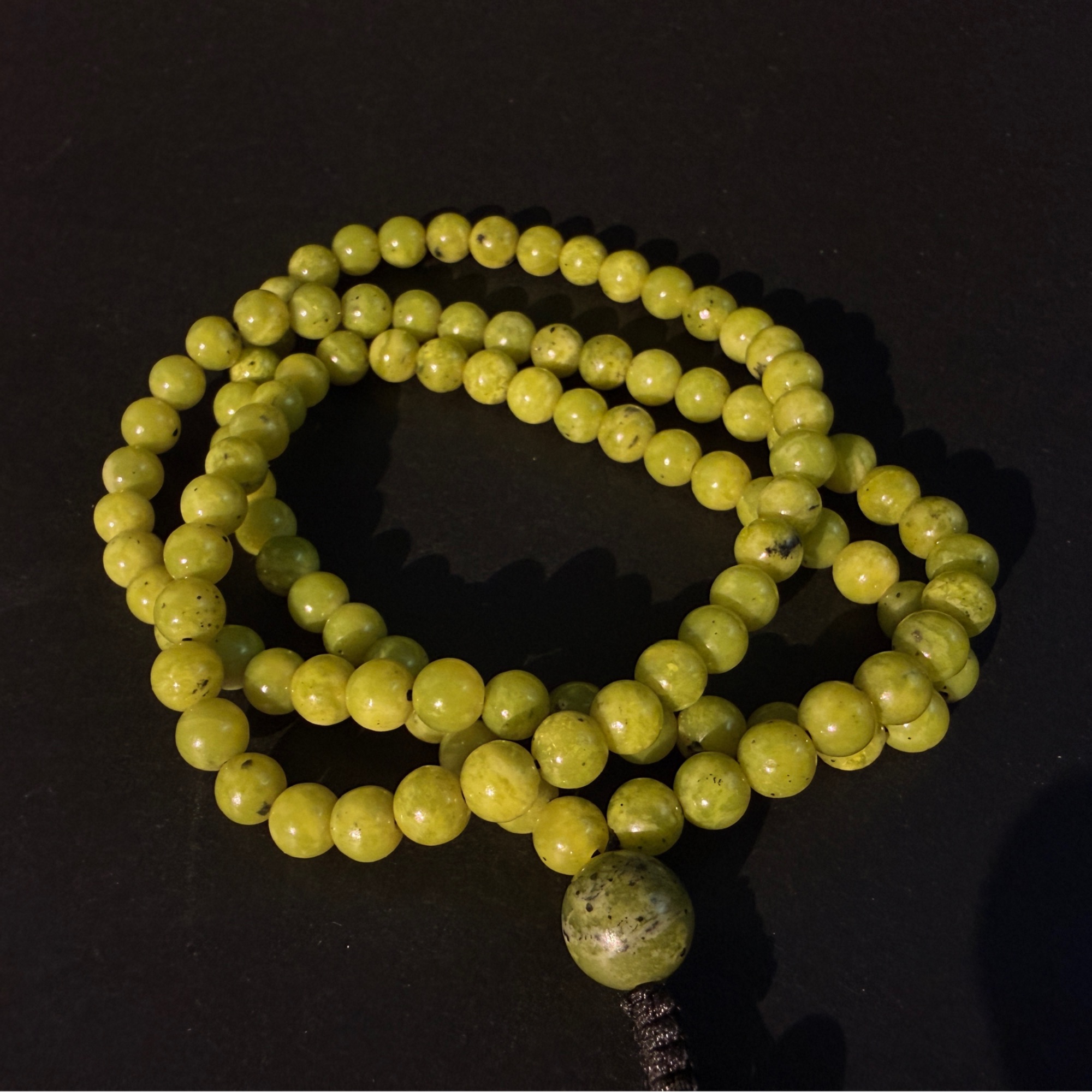 西藏墨脱  【精品黄翠玉】  佛珠