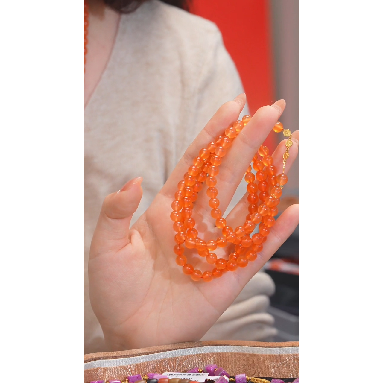 南红玛瑙手串18K金镶嵌多样性发 卡6@@W5985