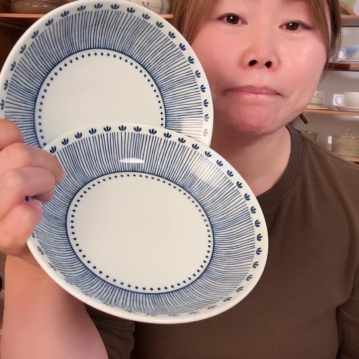 线条纹七寸汤盘2个