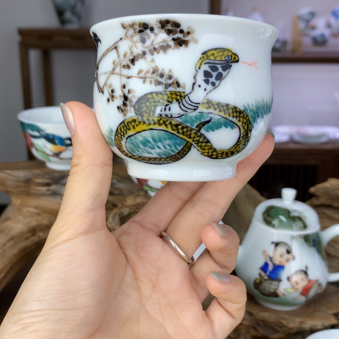 杯主人杯手绘釉下彩