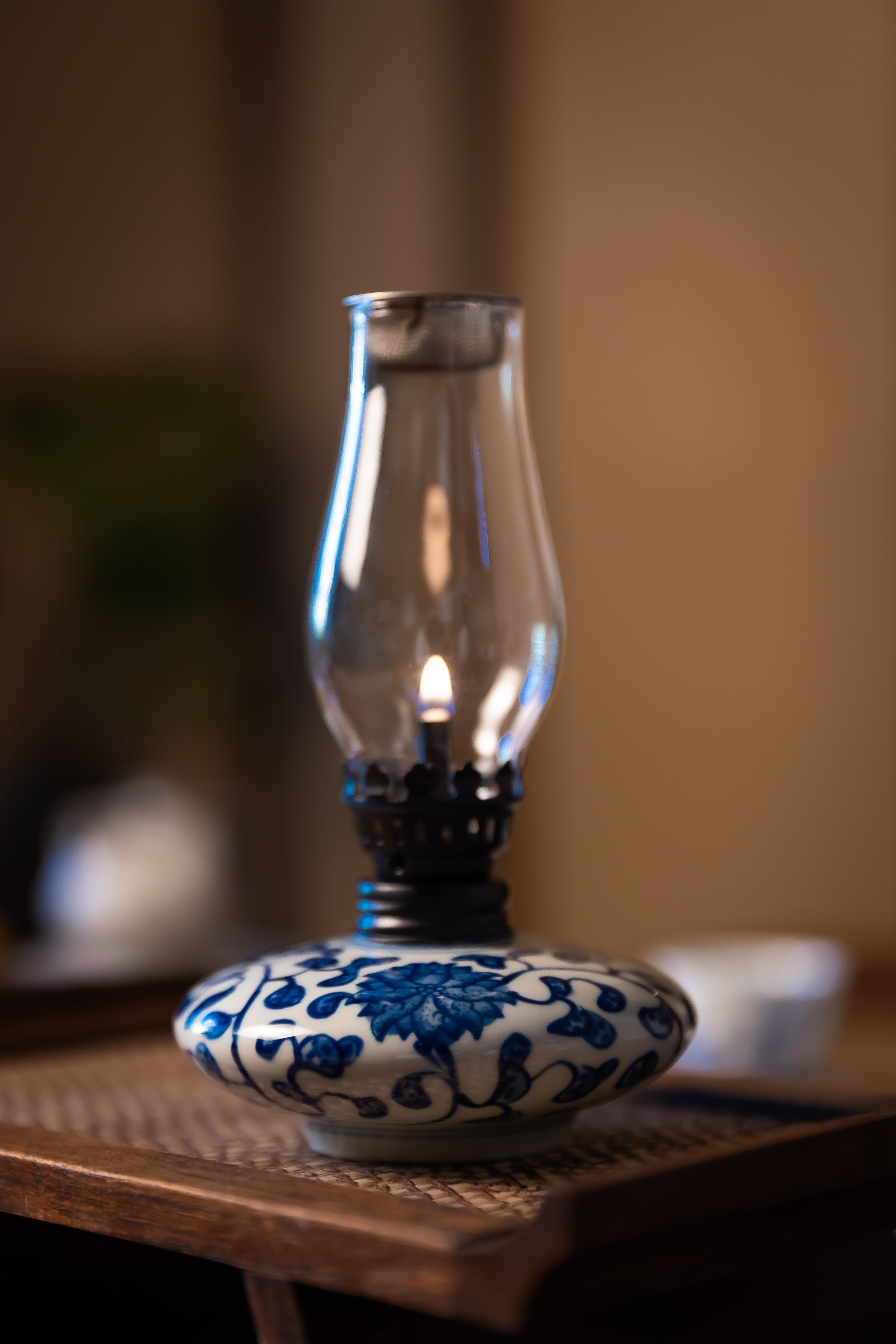 景德镇陶瓷隔火香薰灯摆件新中式家用茶道青花缠枝莲复古高档