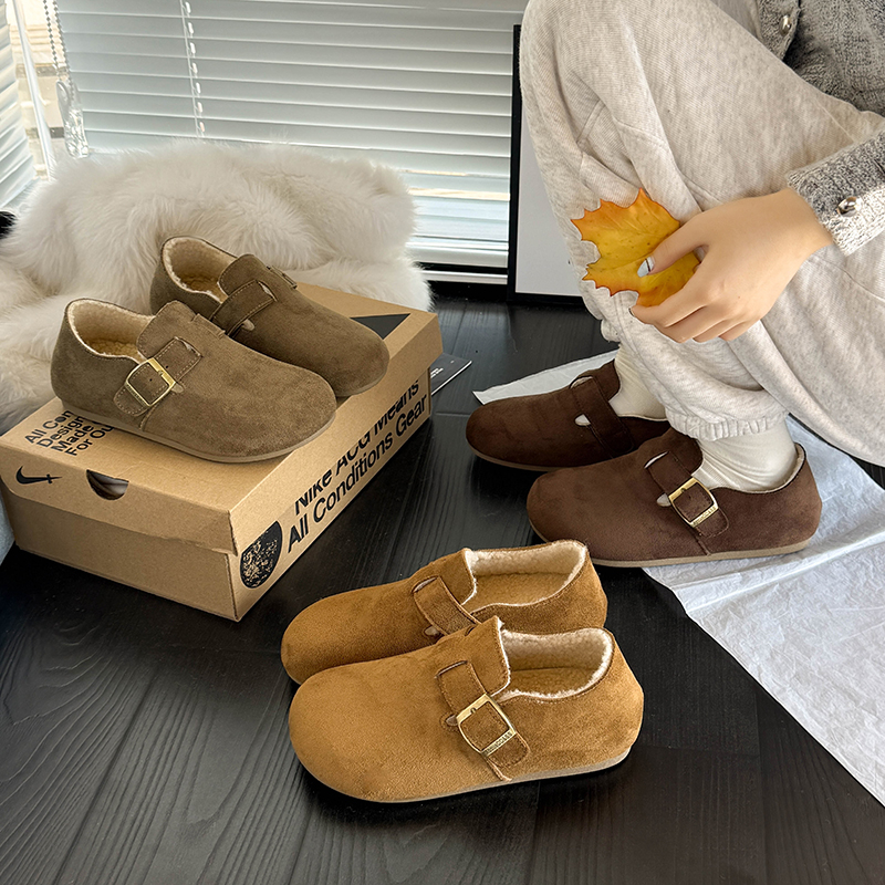 一脚蹬复古风厚底全包平底勃肯鞋琥珀流光单鞋极简风包头包头拖