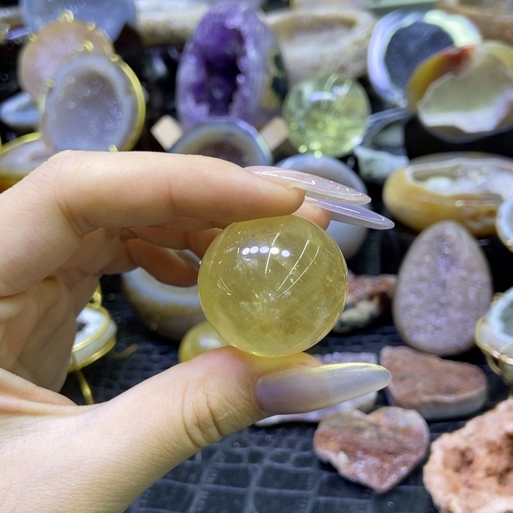 未镶嵌珠宝半成品水晶冰洲黄球