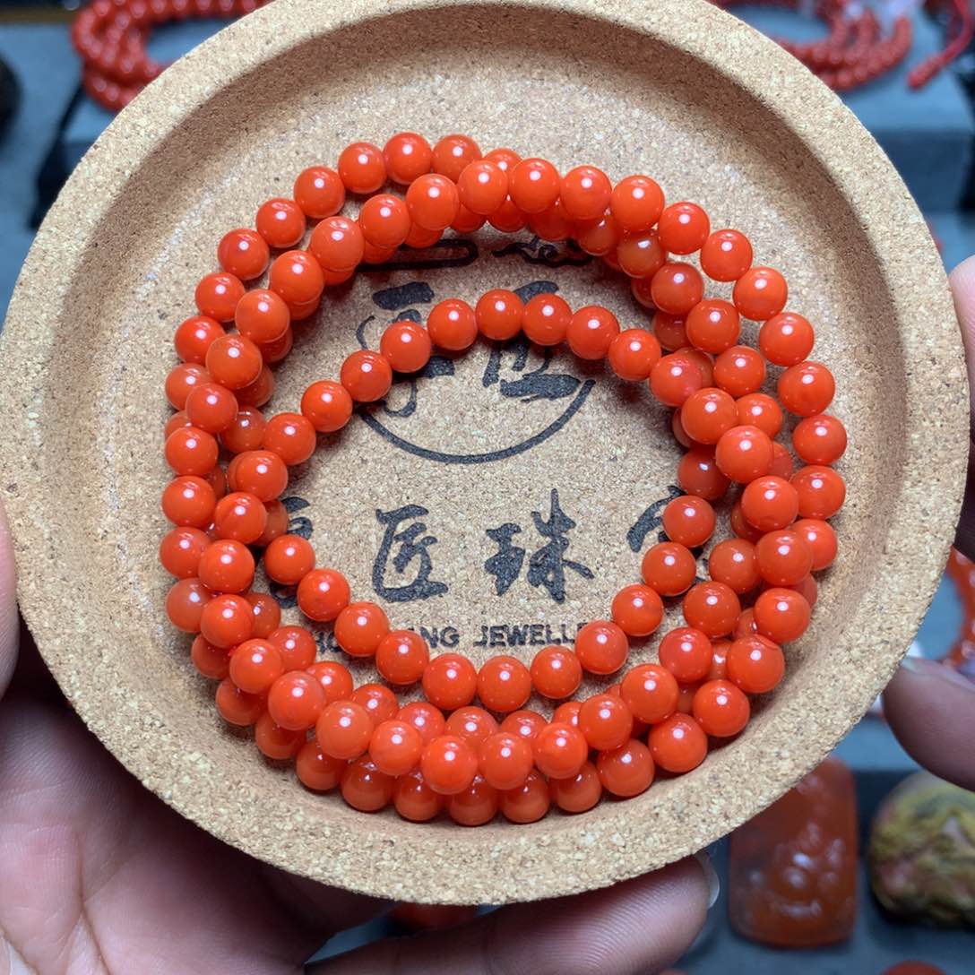 南红玛瑙1未镶嵌柿子红多圈