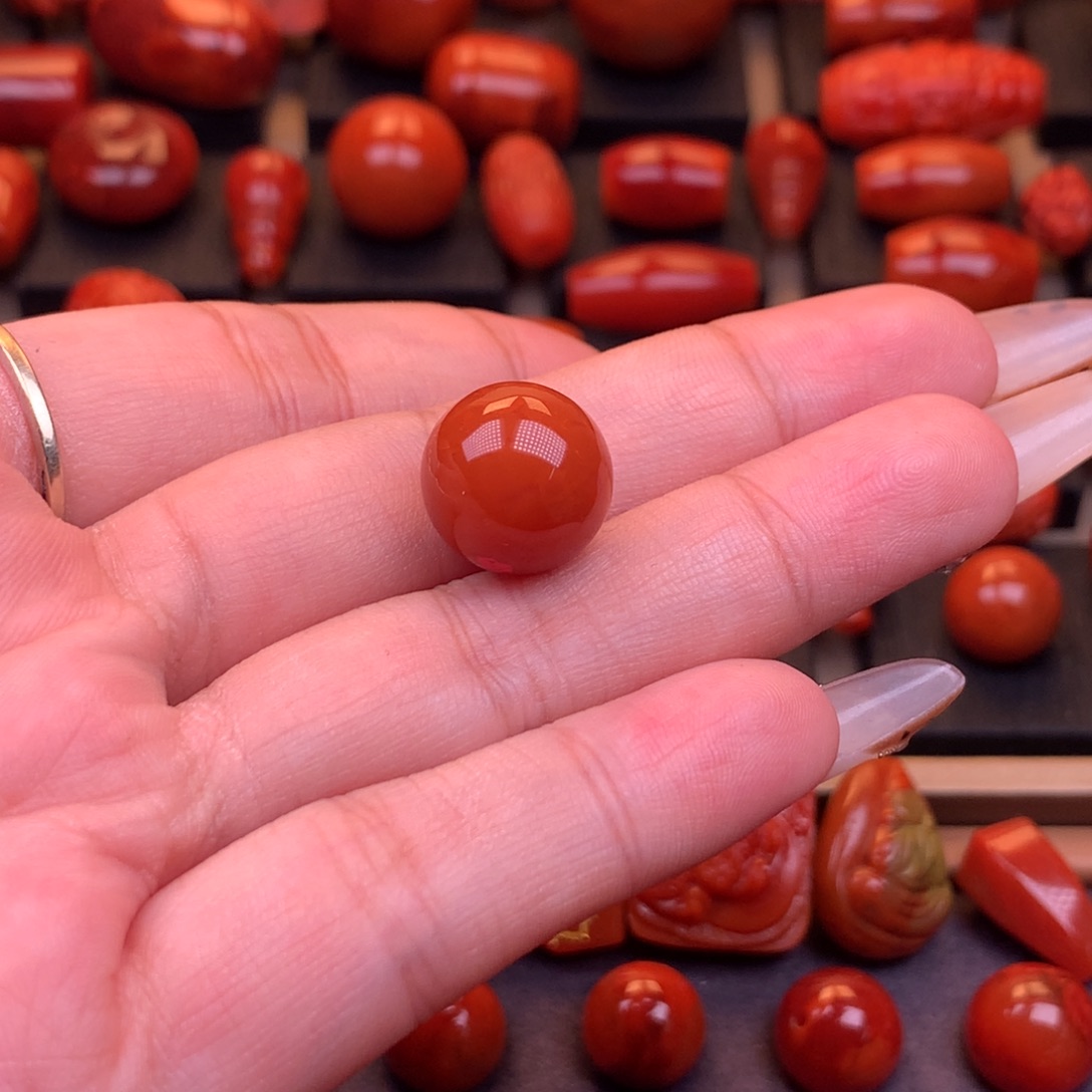 南红玛瑙未镶嵌川料瓦西全品原矿高品圆珠14mm