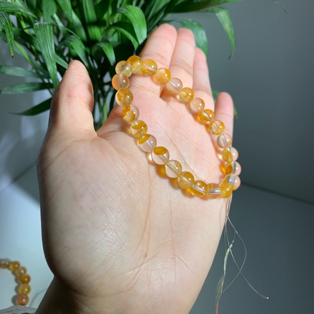 【马儿水晶】胶花水晶手串7mm+锦鲤渐变气质显白高档民族风素圈百搭